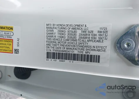 2024 Honda Cr-V Hybrid Sport-L z USA, uszkodzony, nr VIN 7FARS6H84RE047131